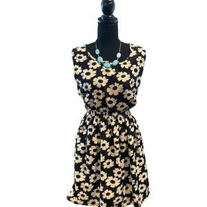 Floral print black and white spring dress